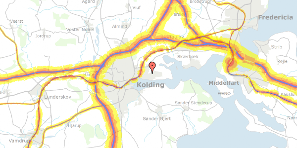 Trafikstøjkort på Øster Alle 10, 6000 Kolding