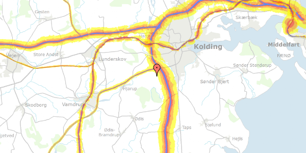 Trafikstøjkort på Østerskovvej 53, 6000 Kolding