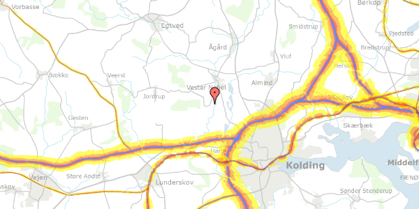 Trafikstøjkort på Elkærholmvej 17, 6640 Lunderskov