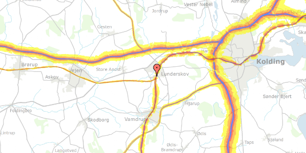 Trafikstøjkort på Mosevangen 7, 6640 Lunderskov