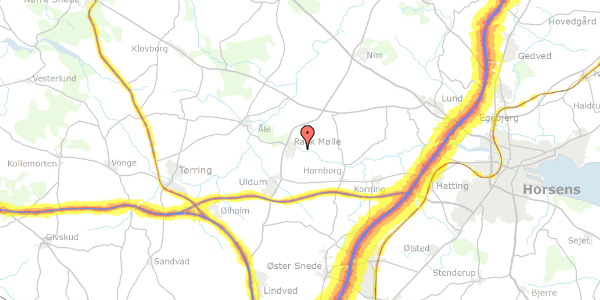 Trafikstøjkort på Honum Skovvej 30, 8763 Rask Mølle