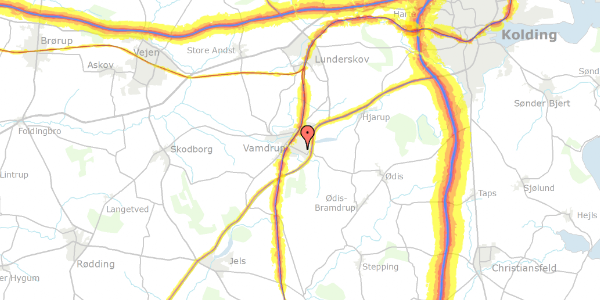 Trafikstøjkort på Elmevej 16, 6580 Vamdrup