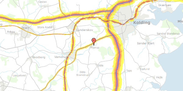 Trafikstøjkort på Hjarup Byvej 26, 6580 Vamdrup