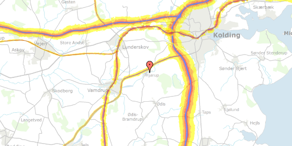 Trafikstøjkort på Hjarupgårdsvej 7, 6580 Vamdrup