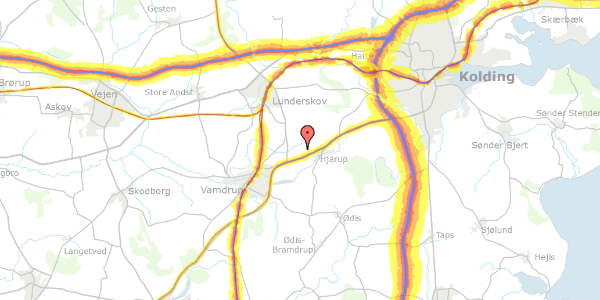 Trafikstøjkort på Koldingvej 11, 6580 Vamdrup