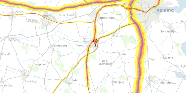 Trafikstøjkort på Kongeåvej 25, 6580 Vamdrup