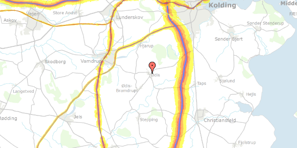 Trafikstøjkort på Ødis Byvej 14, 6580 Vamdrup