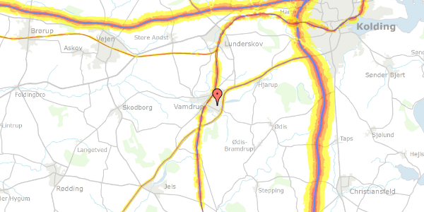 Trafikstøjkort på Østervang 22, 6580 Vamdrup