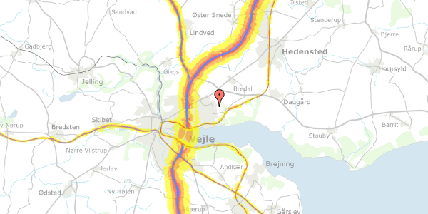 Trafikstøjkort på Bjerreager 24, 7120 Vejle Øst