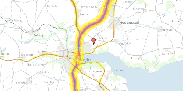 Trafikstøjkort på Bjerreager 81, 7120 Vejle Øst