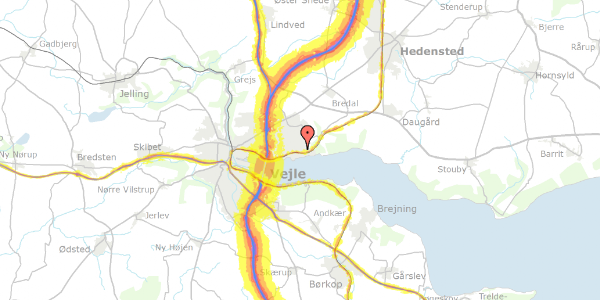 Trafikstøjkort på Brønsbjergvej 14, 7120 Vejle Øst