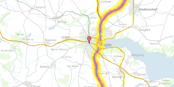 Trafikstøjkort på Bøgevang 21, 7100 Vejle