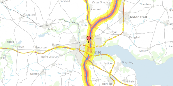 Trafikstøjkort på Egernvej 15, 7100 Vejle