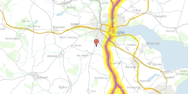 Trafikstøjkort på Elmebakken 14, 7100 Vejle