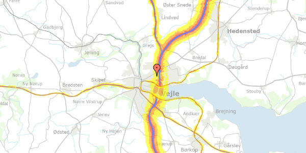 Trafikstøjkort på Elsdyrvej 10, 1. th, 7100 Vejle