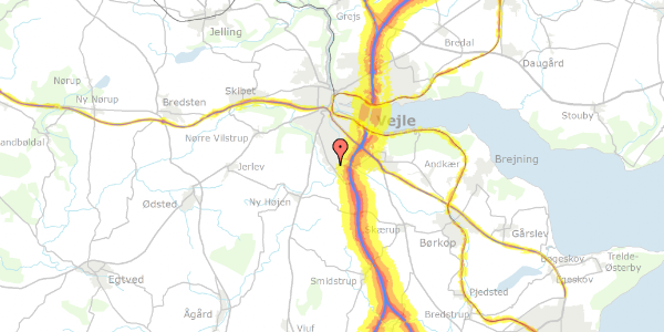 Trafikstøjkort på Eskimovej 5, 7100 Vejle