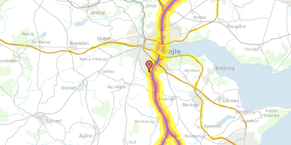 Trafikstøjkort på Eskimovej 40, 7100 Vejle