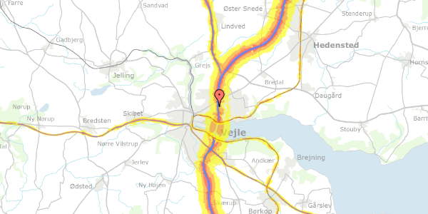 Trafikstøjkort på Falkevej 16, 7100 Vejle