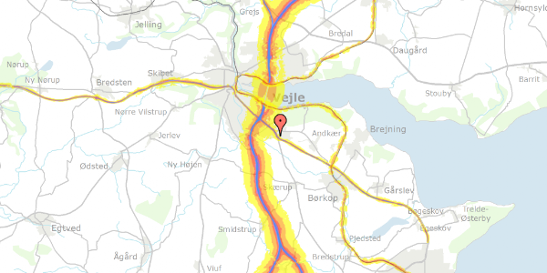 Trafikstøjkort på Fousbjergvej 3, 7100 Vejle