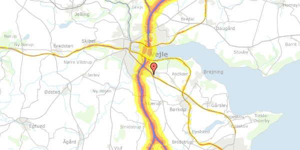 Trafikstøjkort på Fousbjergvej 17, 7100 Vejle