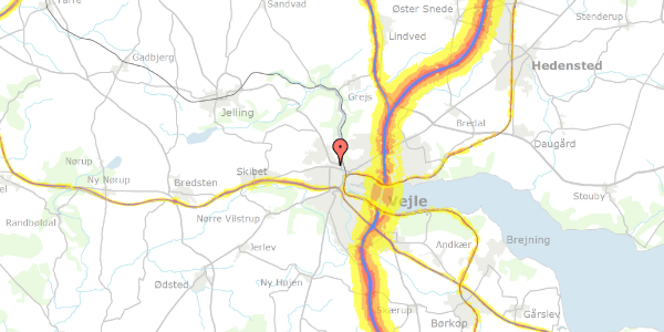 Trafikstøjkort på Gl Jellingvej 26, kl. , 7100 Vejle