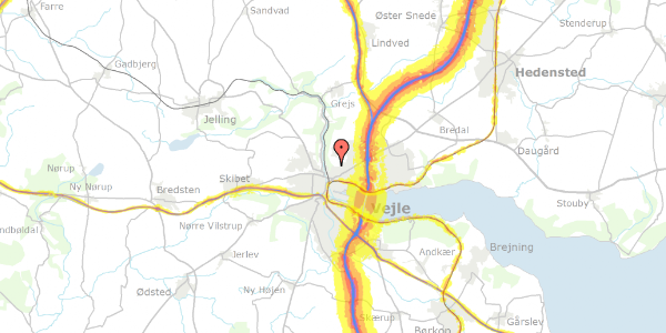 Trafikstøjkort på Grundet Bakke 18, 7100 Vejle