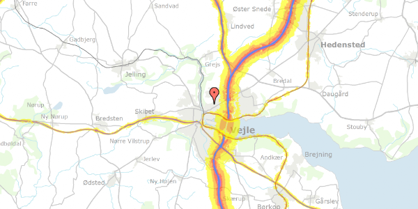 Trafikstøjkort på Grundet Bygade 34, 7100 Vejle