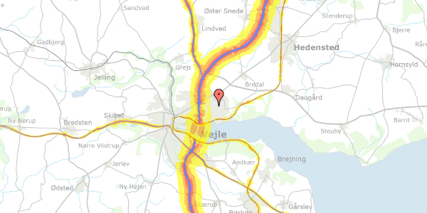 Trafikstøjkort på Grydevangen 14, 7120 Vejle Øst