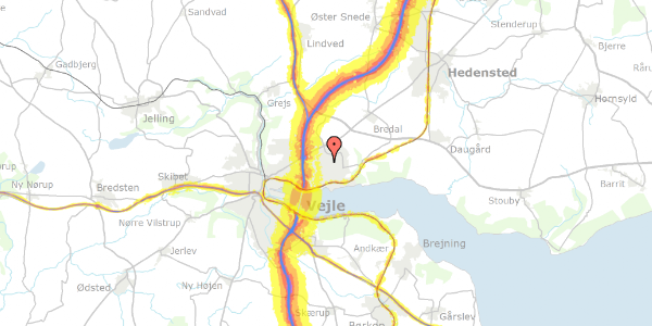 Trafikstøjkort på Grydevangen 18, 7120 Vejle Øst