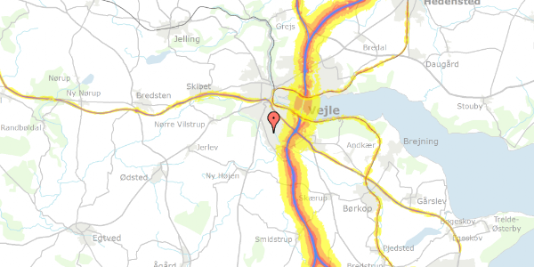 Trafikstøjkort på Grønnedalen 12A, st. th, 7100 Vejle