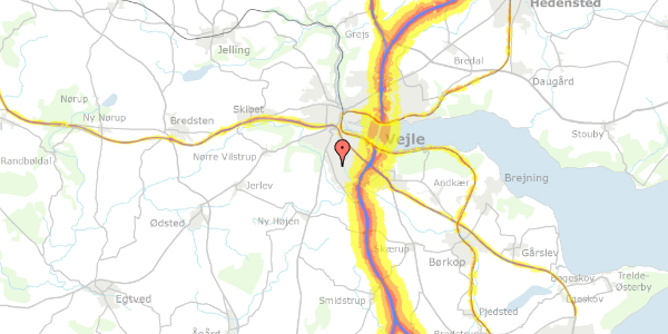 Trafikstøjkort på Grønnedalen 14A, st. th, 7100 Vejle