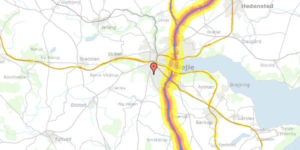 Trafikstøjkort på Grønvang 12, 7100 Vejle