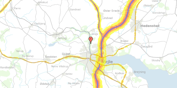 Trafikstøjkort på Højtoft 15, 7100 Vejle