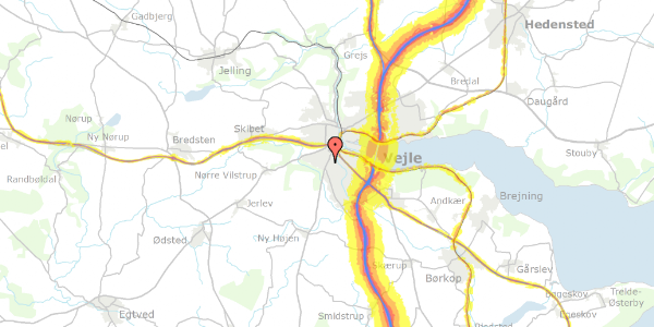 Trafikstøjkort på Irisvej 1A, 7100 Vejle