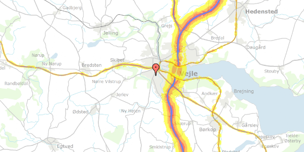 Trafikstøjkort på Irisvej 15, 7100 Vejle