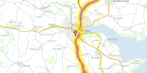 Trafikstøjkort på Junker Stranges Vej 4, 7100 Vejle