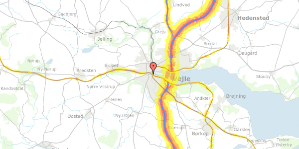 Trafikstøjkort på Koldingvej 34, 3. th, 7100 Vejle