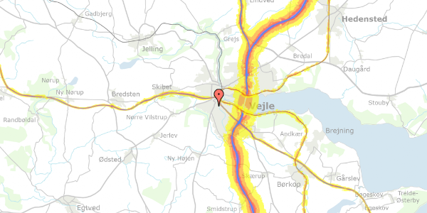 Trafikstøjkort på Koldingvej 142A, 1. th, 7100 Vejle