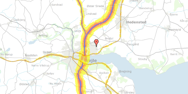 Trafikstøjkort på Majsvangen 114, 7120 Vejle Øst