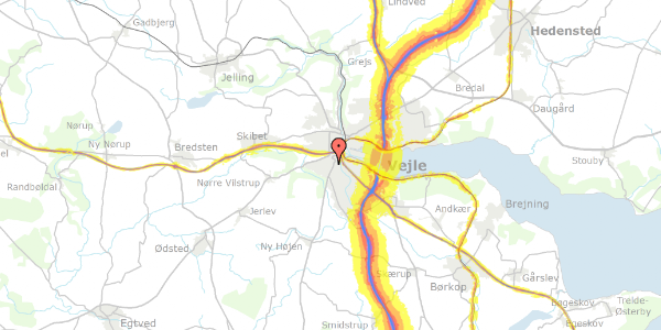 Trafikstøjkort på Pilevænget 15, 1. th, 7100 Vejle