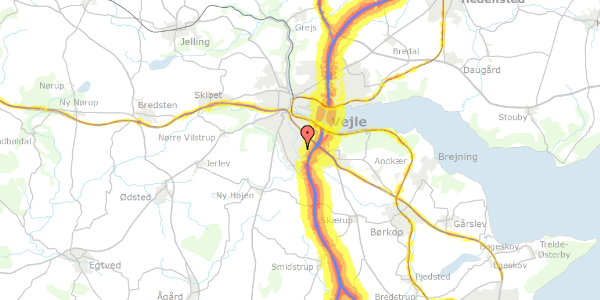 Trafikstøjkort på Prins Buris Vej 14, 7100 Vejle