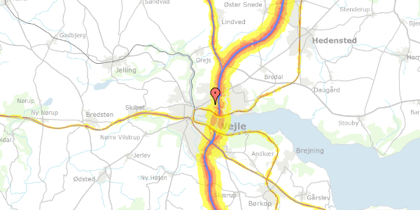 Trafikstøjkort på Raadyrvej 2, 7100 Vejle