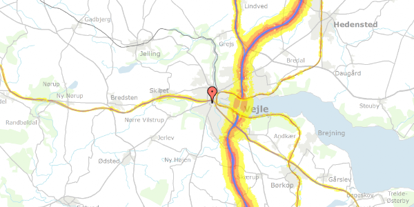 Trafikstøjkort på Ribe Landevej 1, 7100 Vejle