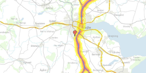 Trafikstøjkort på Sandnæsvej 19, 7100 Vejle