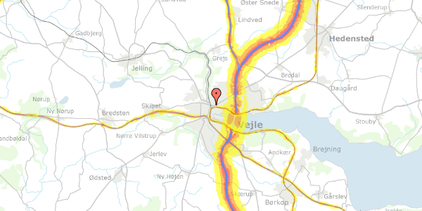 Trafikstøjkort på Skovgade 15B, 1. 66, 7100 Vejle