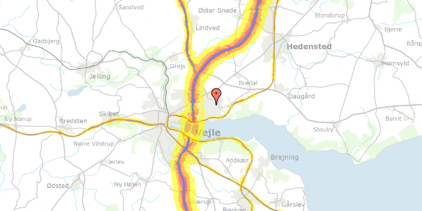 Trafikstøjkort på Toftevangen 12, 7120 Vejle Øst