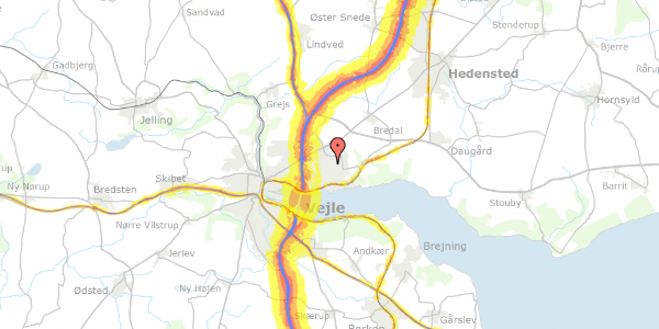 Trafikstøjkort på Toftevangen 15, 7120 Vejle Øst