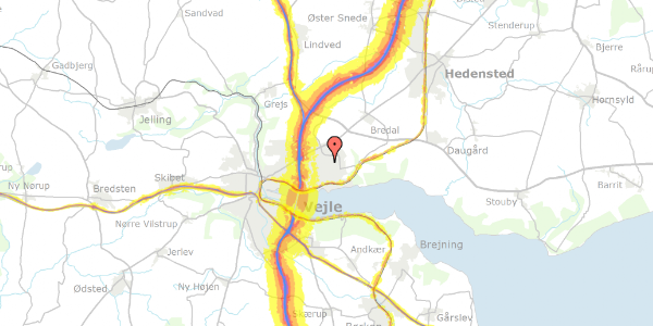 Trafikstøjkort på Toftevangen 19, 7120 Vejle Øst