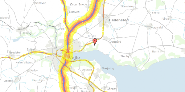 Trafikstøjkort på Ulbækhusvej 134, 7120 Vejle Øst