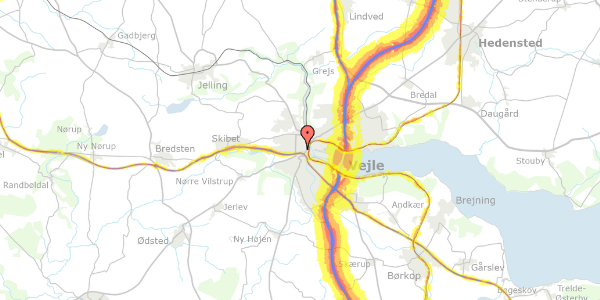 Trafikstøjkort på Ved Sønderåen 18, st. tv, 7100 Vejle